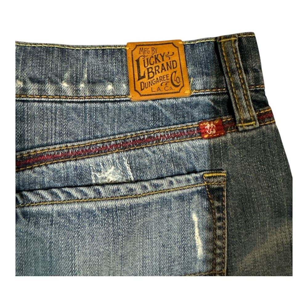 Lucky Brand Lucky Legend Patchwork Denim Maxi Skirt Peace Sign Boho Y2K Size 4 - Picture 6 of 7